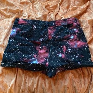 Blackheart V-Stitch Galaxy Print High Rise Shorts